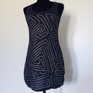 xs || express || METALLIC GOLD THREADED MINI DRESS